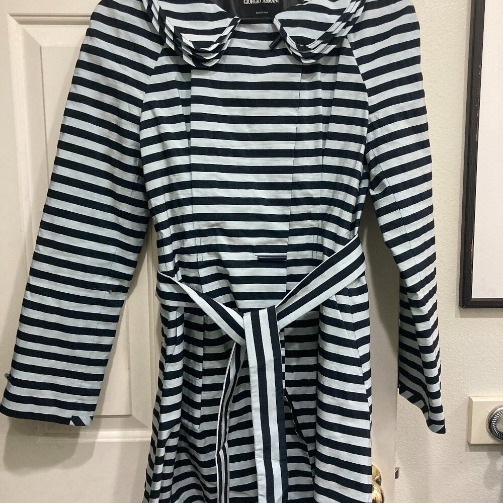 Giorgio Armani Silk Black & Silver Striped Jacket